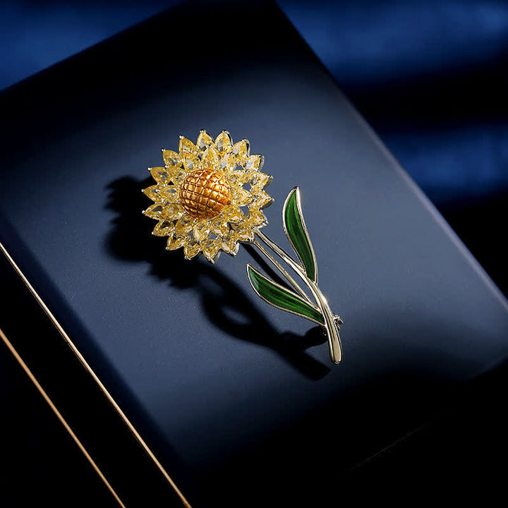 Broche de girasol dorado para mujer