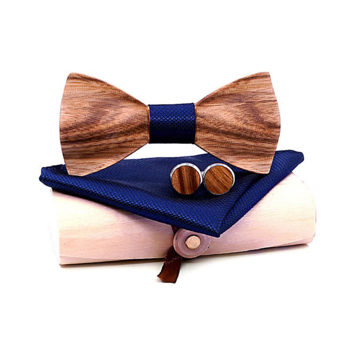 Juego de 3 pajaritas clásicas de madera sencillas para hombre