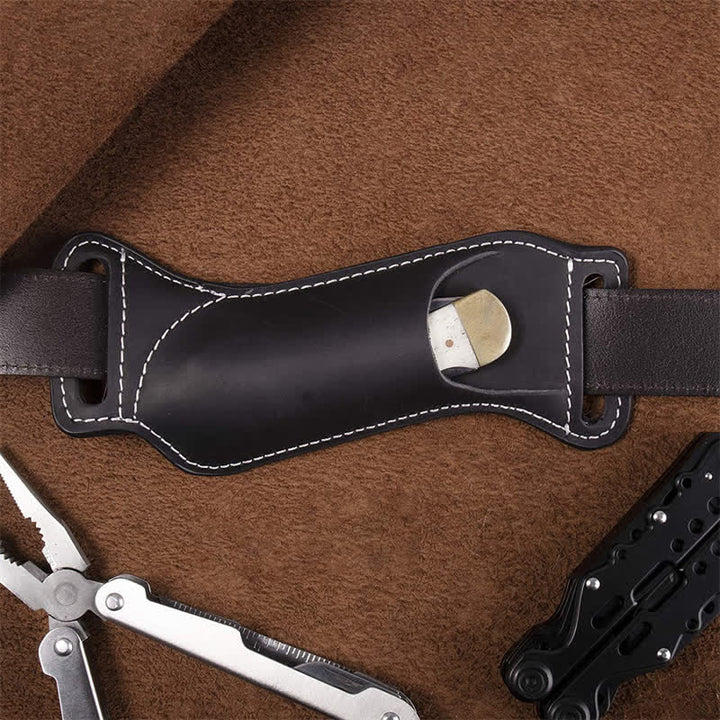 Funda de cuero para cinturón con funda para cuchillos plegable Curve