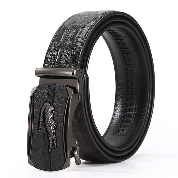 Cinturón de piel con hebilla en relieve de cocodrilo para hombre