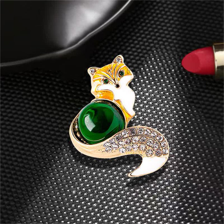 Broche de zorro esmaltado para mujer