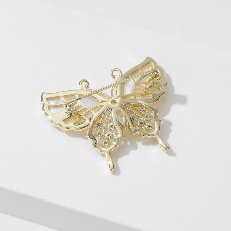 Broche de mariposa de concha natural para mujer
