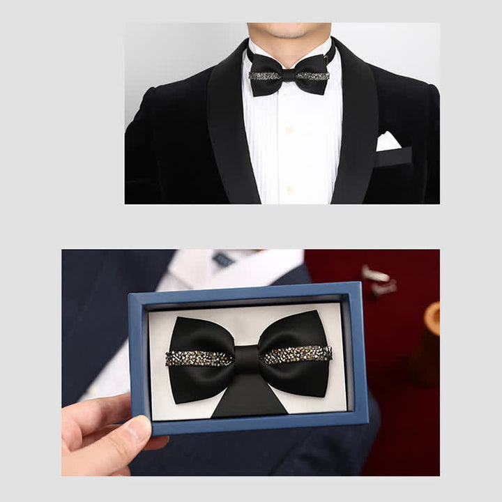 Pajarita de novio con cadena brillante para hombre