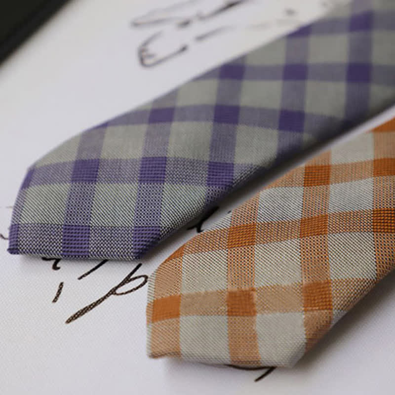 Corbata de cuadros de dos tonos estilo preppy para hombre - image 3