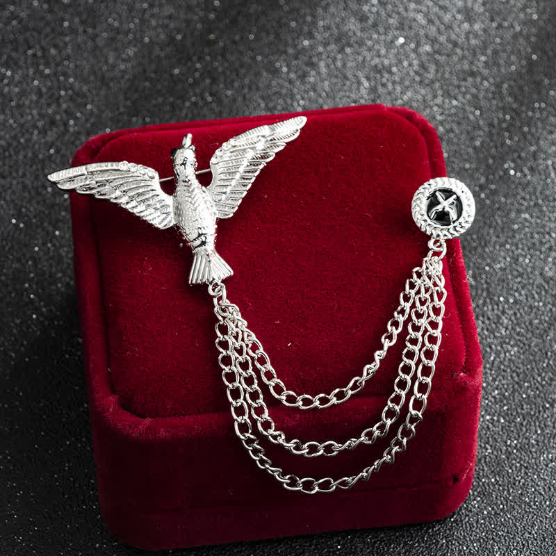 Broche de cadena con pájaro de la victoria para hombre