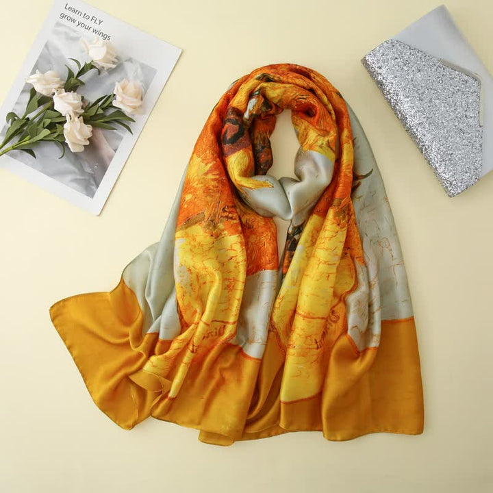 Bufanda fina de girasoles de Van Gogh para mujer