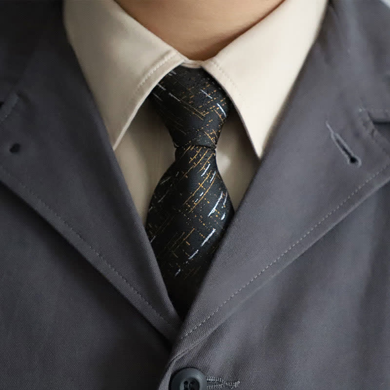 Corbata elegante con cremallera y rayas de cachemira para hombre