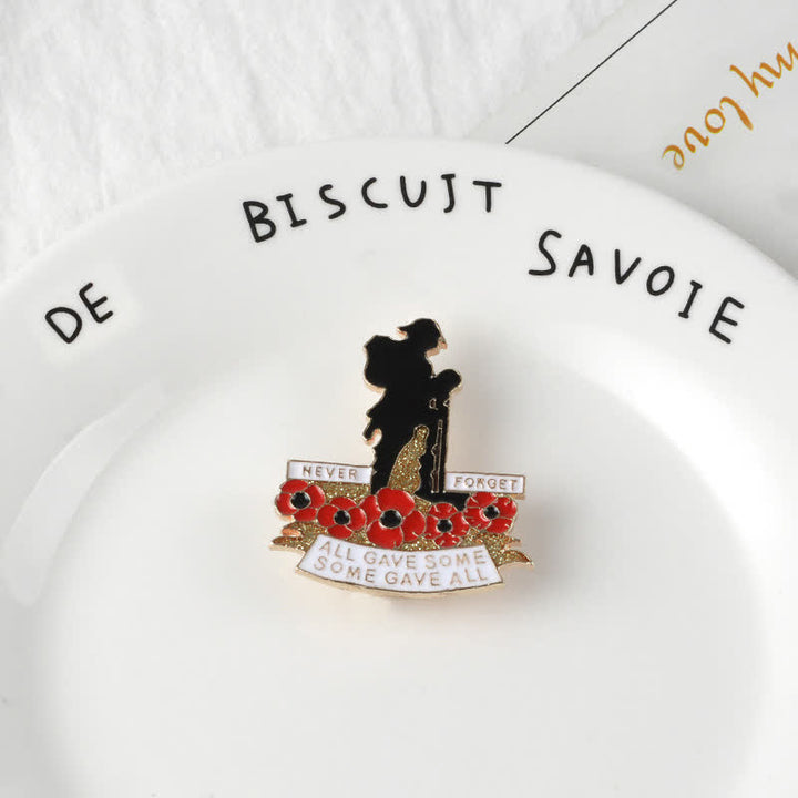 Broche unisex con amapola de soldado británico en memoria