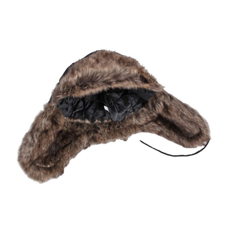 Gorro de trampero de piel sintética suave y esponjoso con protección para las orejas