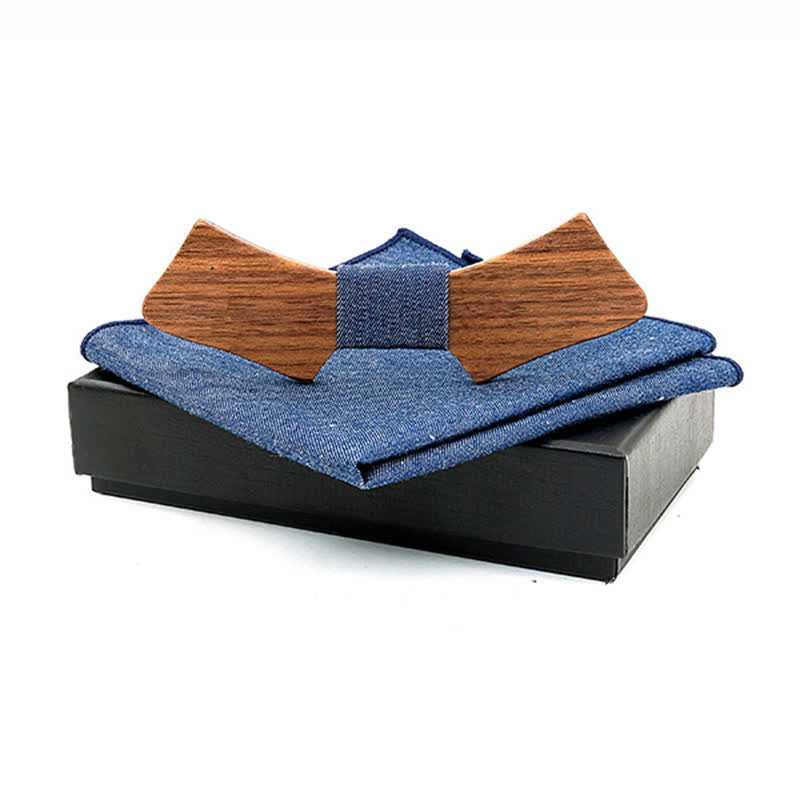 Juego de 2 pajaritas de madera con forma de collar para hombre