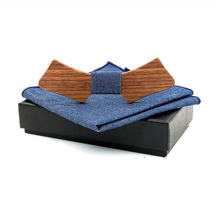 Juego de 2 pajaritas de madera con forma de collar para hombre