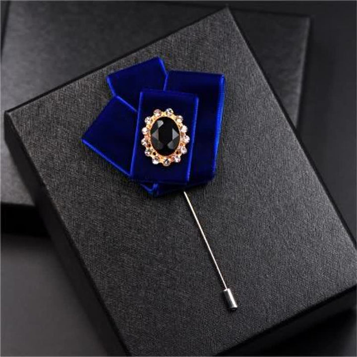 Juego de 2 broches de terciopelo con diamantes de imitación