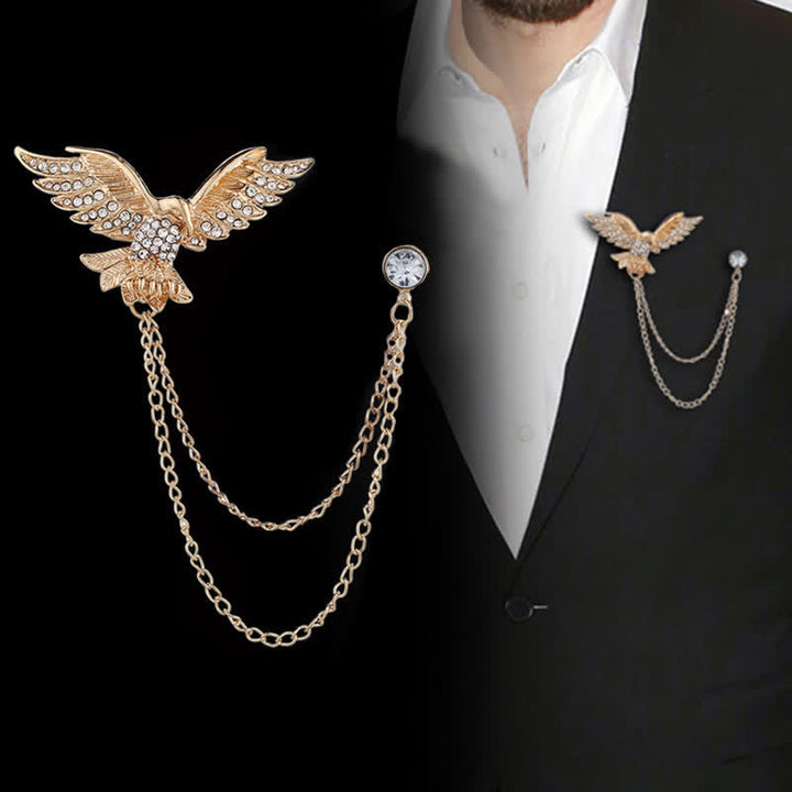 Broche de cadena con águila en vuelo para hombre