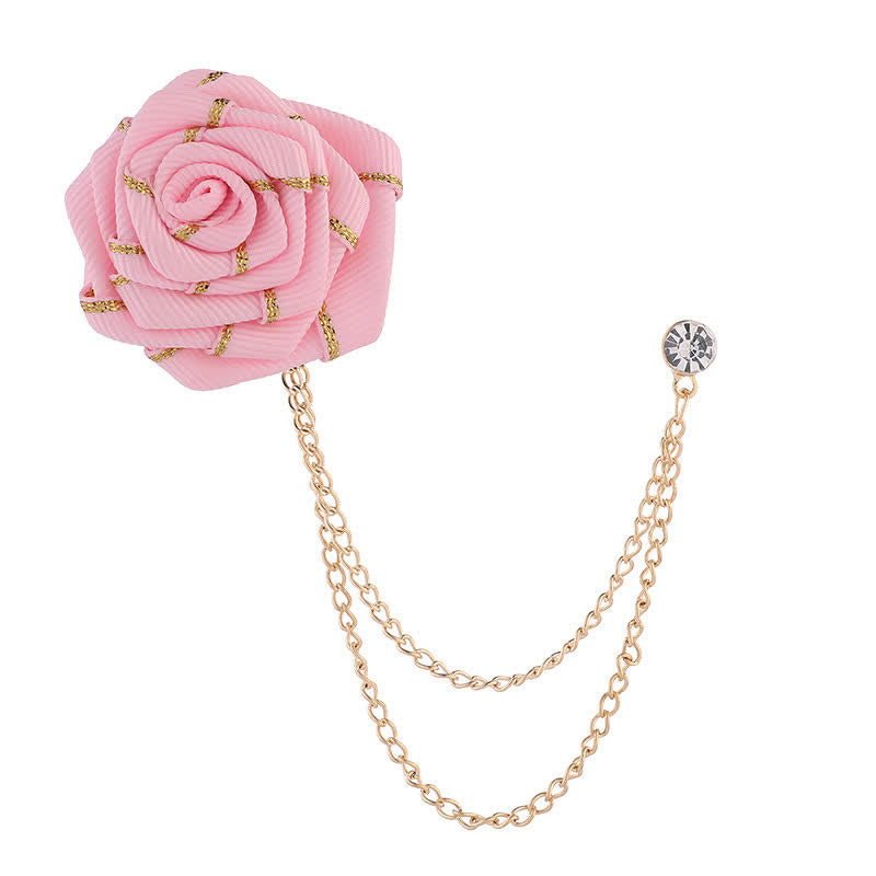 Broche con cadena de rosas y flores para hombre - Rosa - image 12
