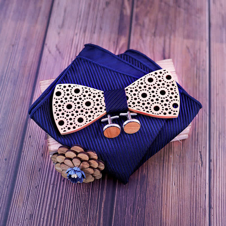 Juego de 4 pajaritas de madera huecas y redondas para hombre.