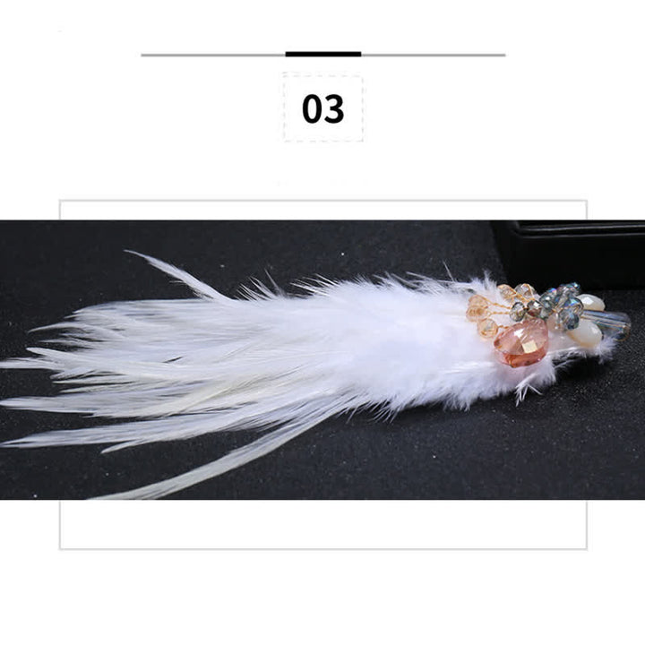 Broche de plumas de copo de nieve con forma de rama de cristal de lujo para mujer