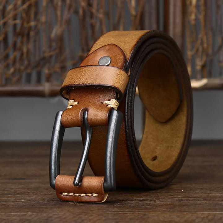 Cinturón de cuero vaquero brillante retro con estilo para hombre