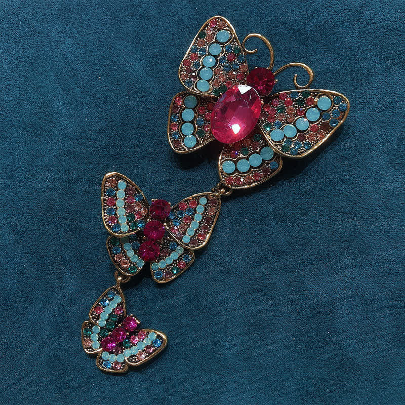 Broche de mariposas triples y divertido para mujer