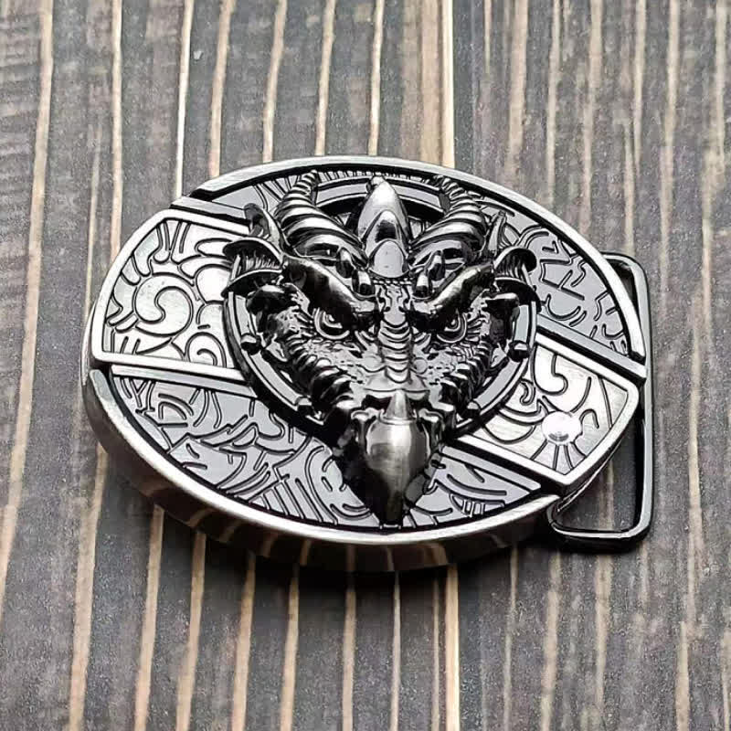 Cinturón de cuero con cuchillo plegable oculto de dragón afilado para hombre