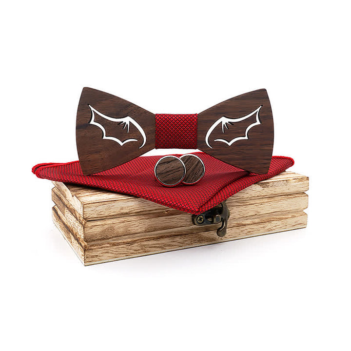 Juego de 3 pajaritas de madera con alas de demonio para hombre