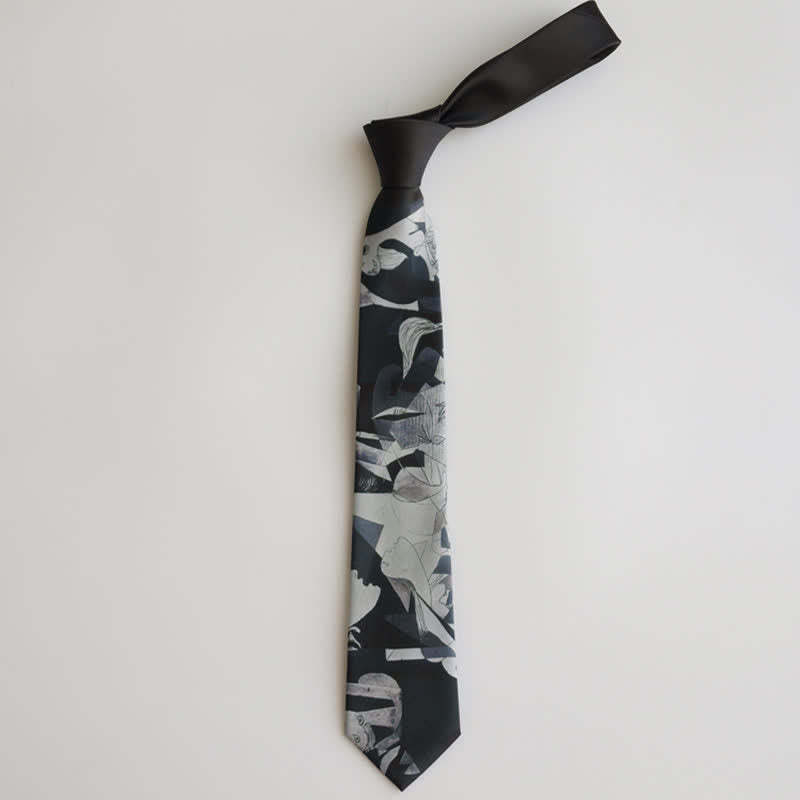 Corbata para hombre con pintura artística negra del Guernica