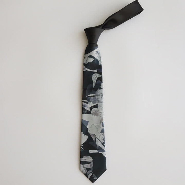 Corbata para hombre con pintura artística negra del Guernica