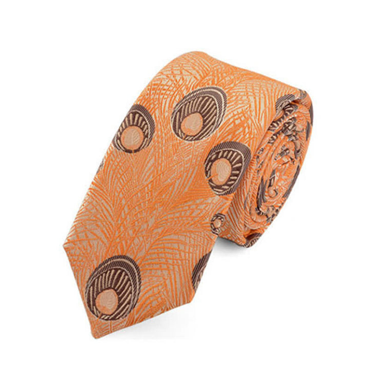 Corbata con estampado de plumas de pavo real para hombre
