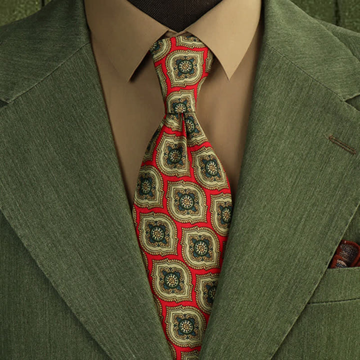 Corbata con medallón rojo y verde de chile para hombre