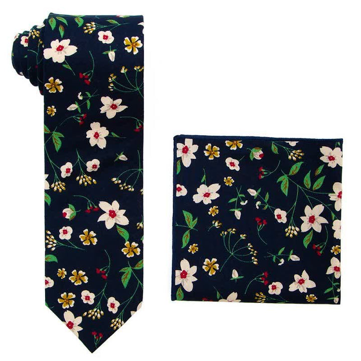 Conjunto de 2 corbatas con motivos florales y arte literario para hombre