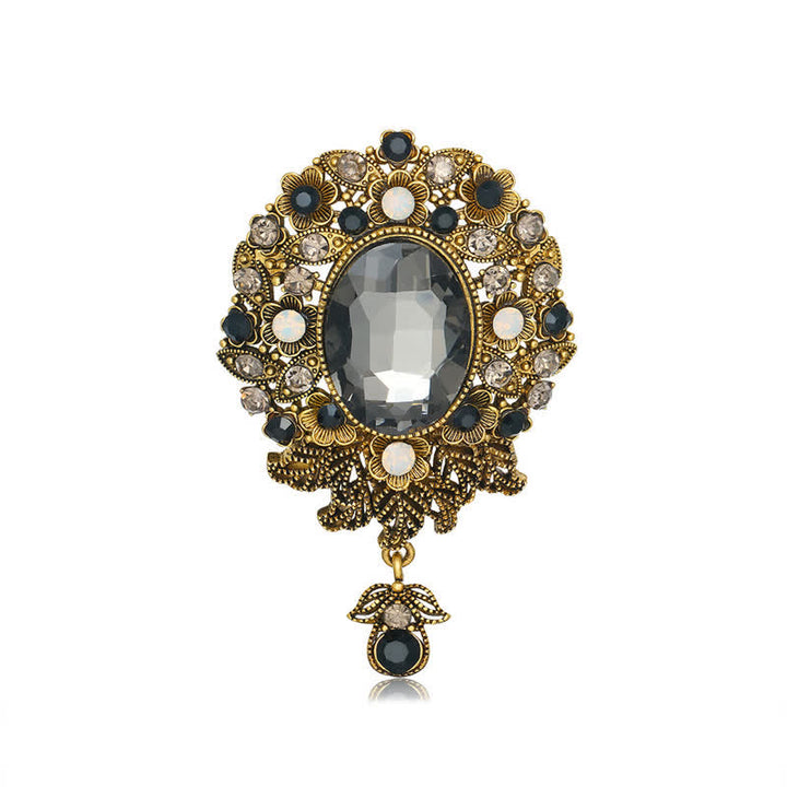Broche de gota de agua de cristal redondo de Boheimia para mujer