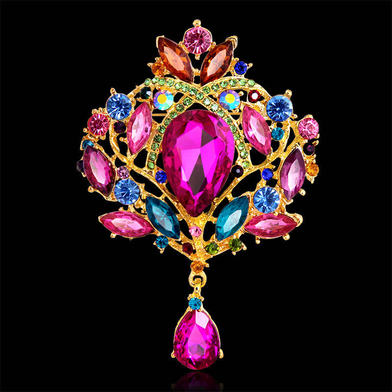 Broche de gota de agua con capullo floral brillante para mujer