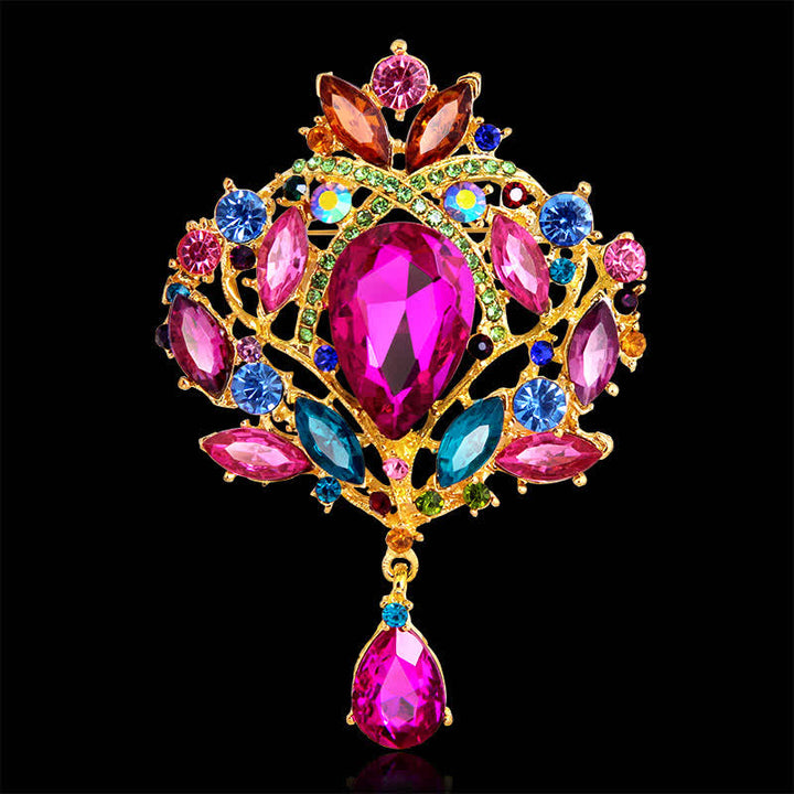 Broche de gota de agua con capullo floral brillante para mujer