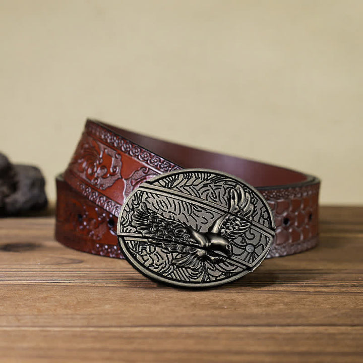 Cinturón de cuero con cuchillo plegable oculto Soaring Eagle para hombre