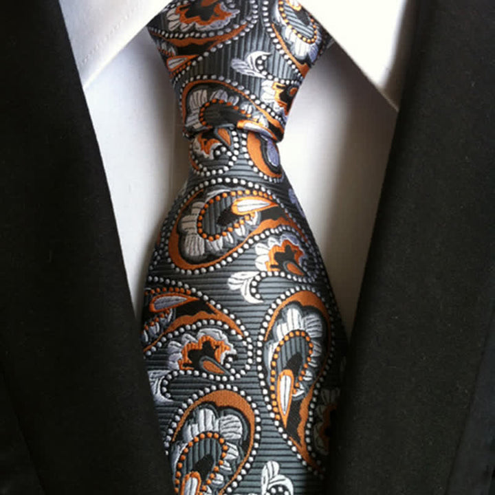Corbata con estampado de cachemira y olas marinas para hombre
