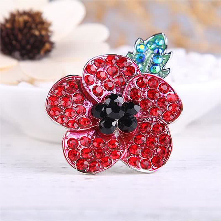 Broche de amapola roja espléndido para mujer