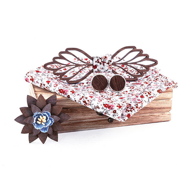 Juego de 4 pajaritas de madera con forma de hojas huecas para hombre