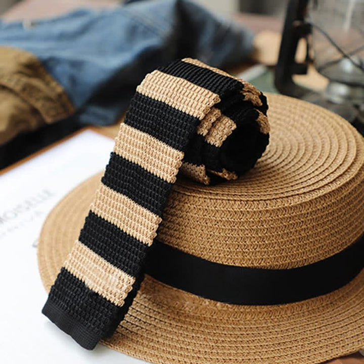 Corbata de punto con rayas horizontales de otoño para hombre