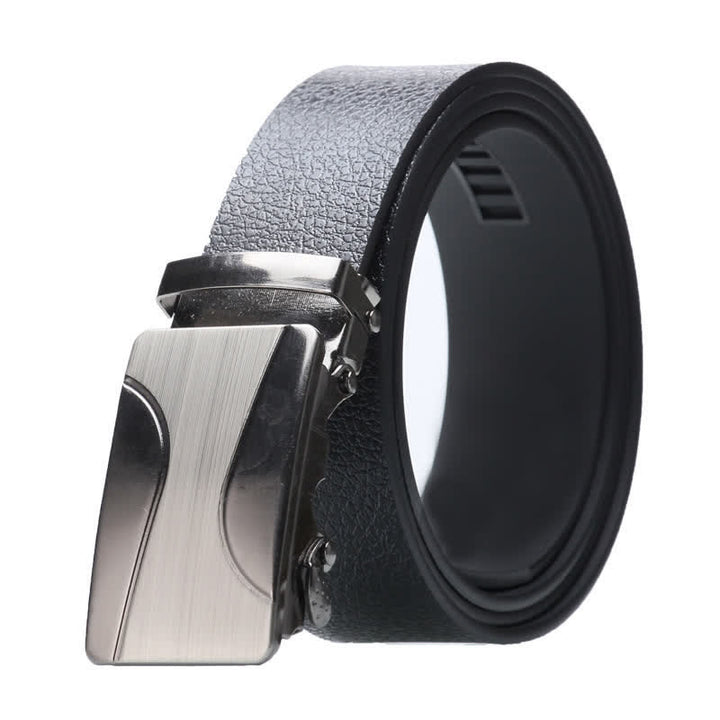Cinturón de cuero negro con hebilla automática para hombre
