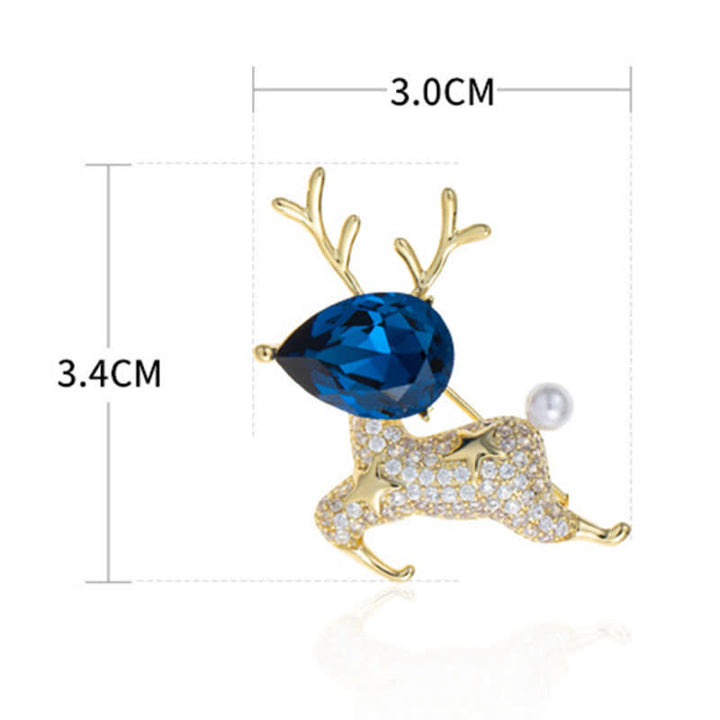 Broche de perlas con forma de alce pequeño para mujer