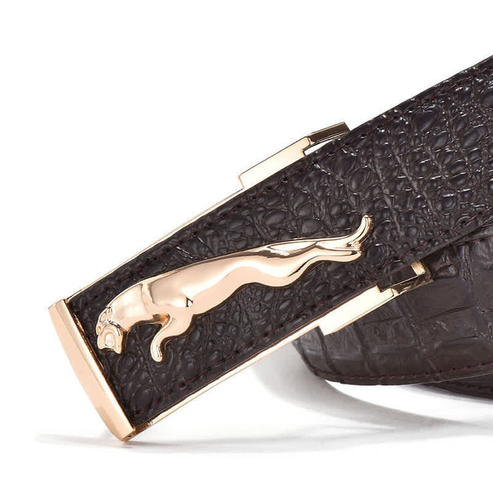 Cinturón de cuero con hebilla de leopardo para hombre, de lujo, para negocios