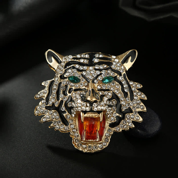 Broche retro con cabeza de tigre para hombre