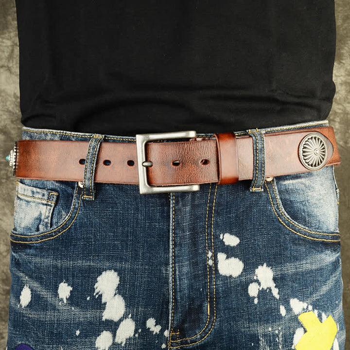 Cinturón de cuero con tachuelas de heavy metal punk para hombre