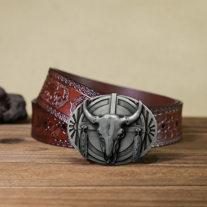 Cinturón de cuero con hebilla para hombre hecho a mano