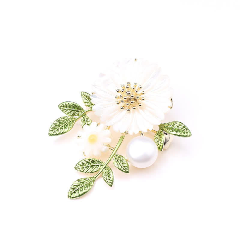 Broche romántico de margaritas y perlas para mujer