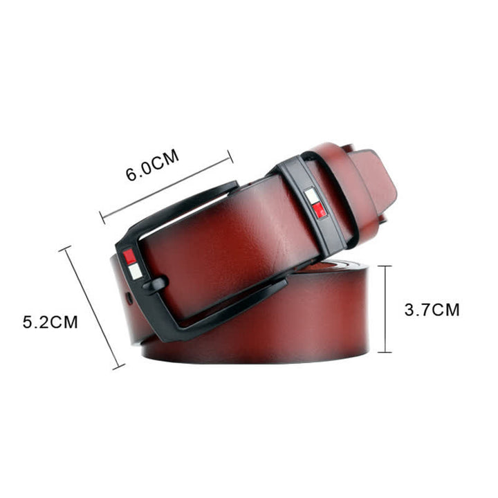 Cinturón de cuero con hebilla negra retro para hombre