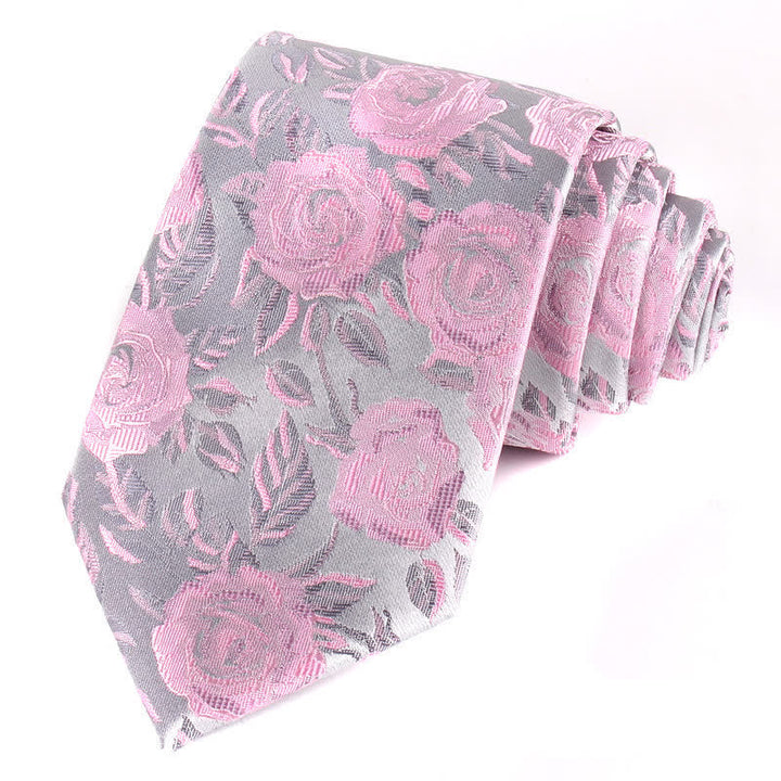 Corbata elegante para hombre con hojas y rosas