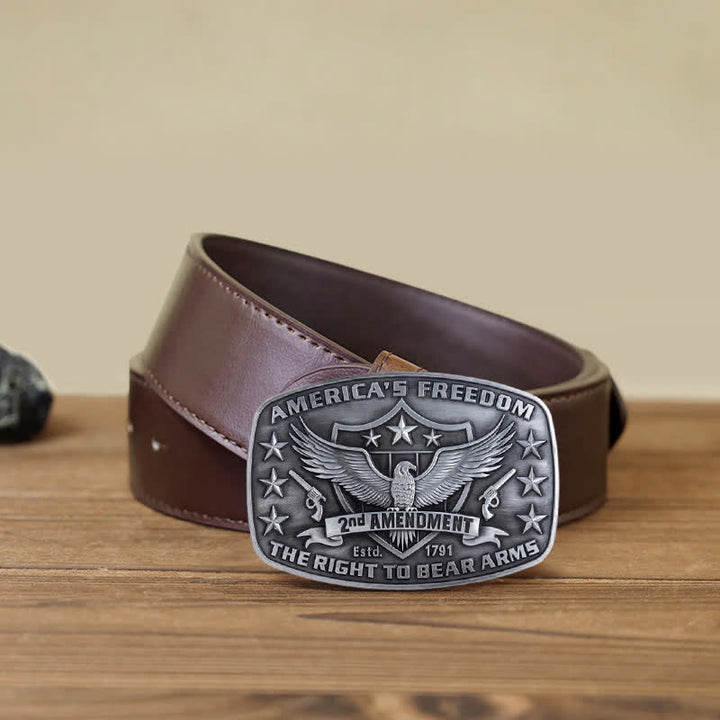 Cinturón de cuero con hebilla de águila americana para hombre, hecho a mano