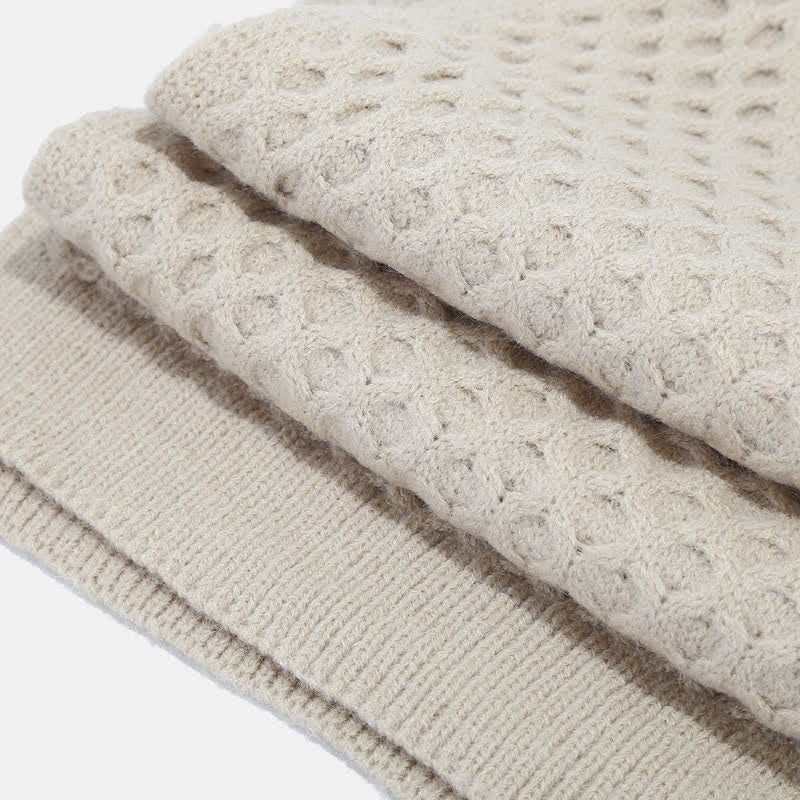 Conjunto de 3 guantes y gorro de punto cruzado para mujer