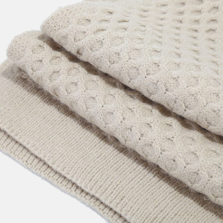 Conjunto de 3 guantes y gorro de punto cruzado para mujer