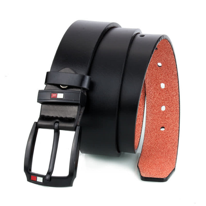 Cinturón de cuero con hebilla negra retro para hombre
